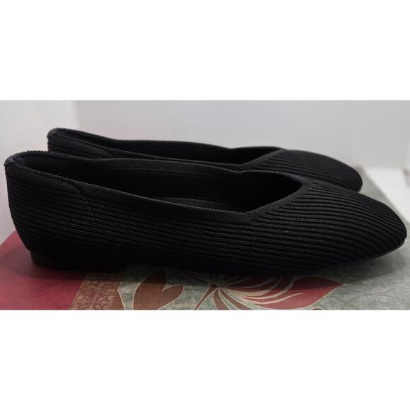 ARROMIC Ballet Flats Size 11 Black Knit Square Toe Shoes Comfy EUC - Picture 2 of 8